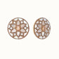 Nuyug 22K Gold Plated Mother of Pearls and Stone Studded Contemporary Floral Shaped Studs | Swadesiicart