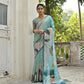 Vishnu Weaves Women's Firozi Cotton Silk Saree with Blouse - Swadesiicart
