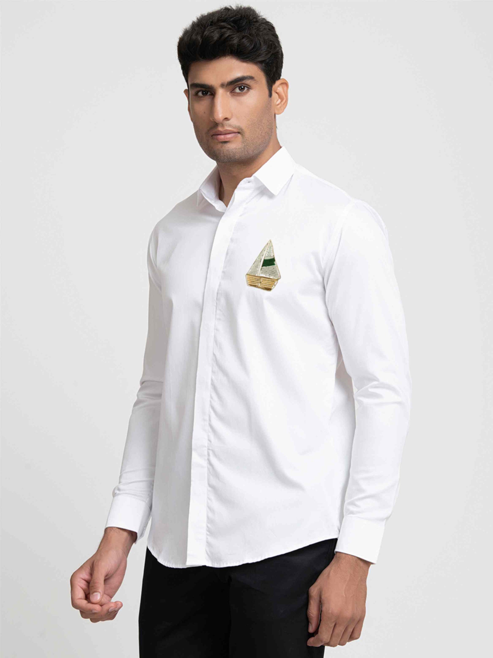 Boat Embroidery Shirt by Hilo Design