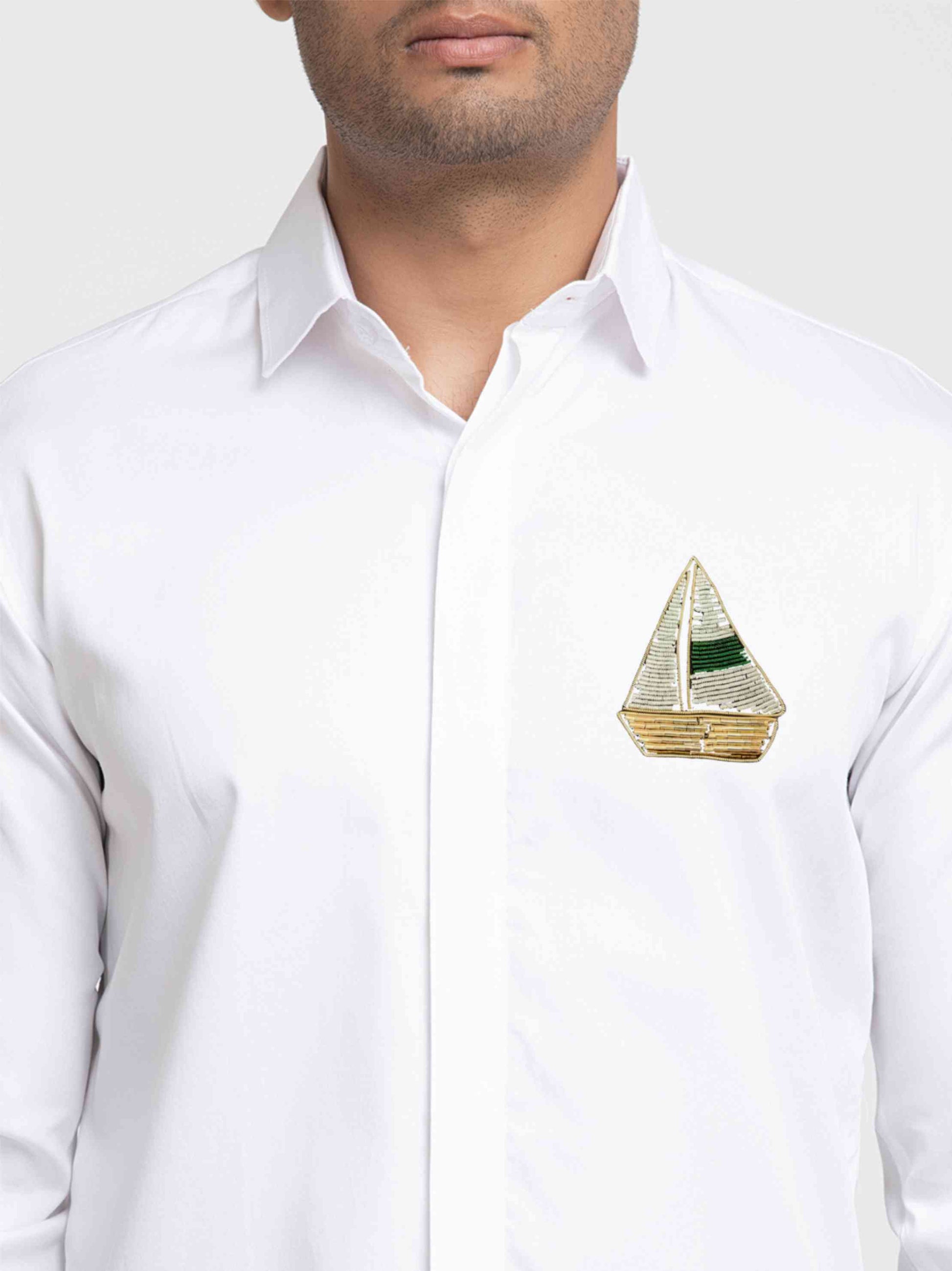 Boat Embroidery Shirt by Hilo Design