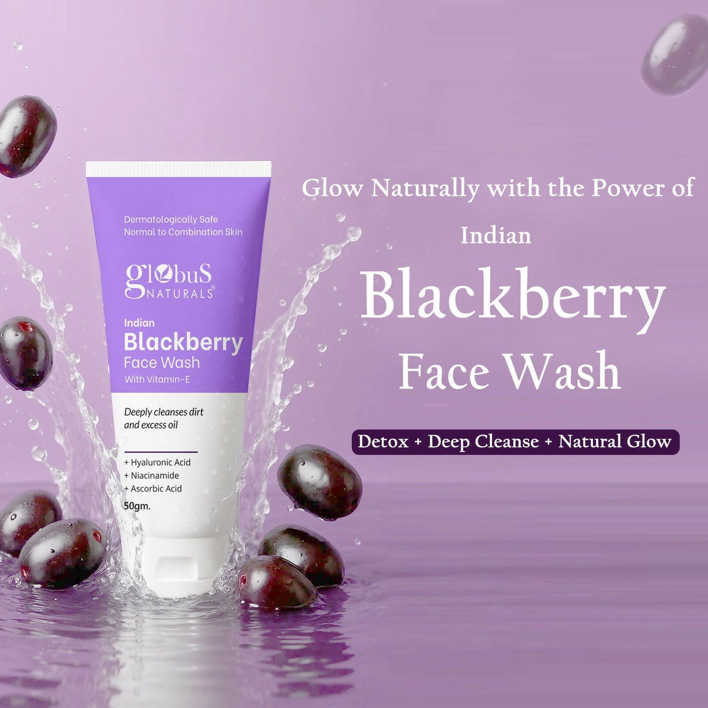 Globus Naturals Indian Blackberry Face Wash with Vitamin E | Swadesiicart