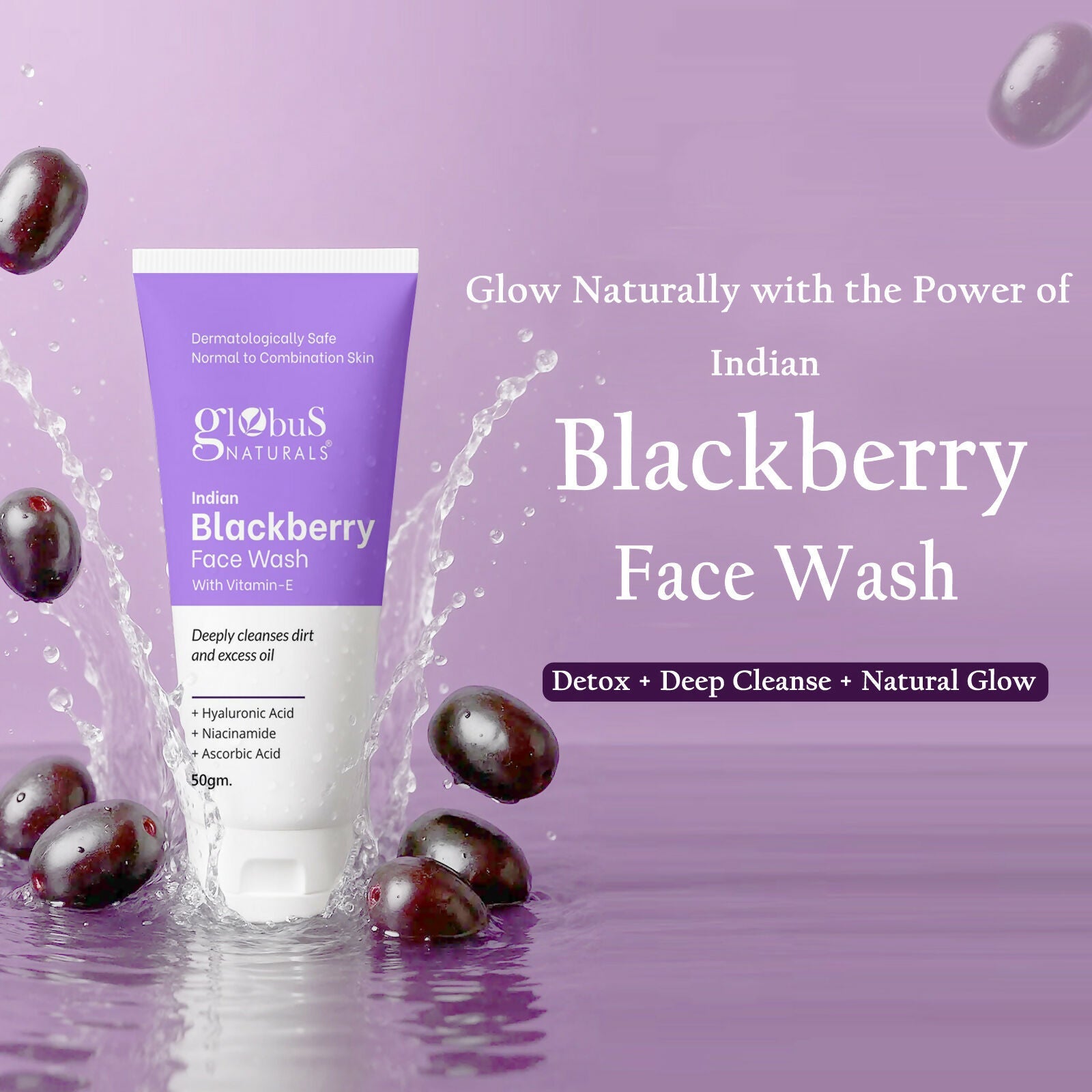 Globus Naturals Indian Blackberry Face Wash with Vitamin E | Swadesiicart