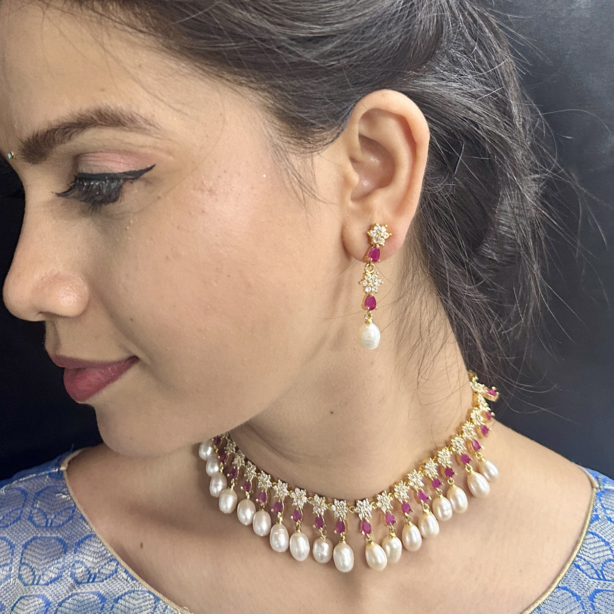 J Pearls Ekaaksh Pearl Necklace Set - Swadesiicart