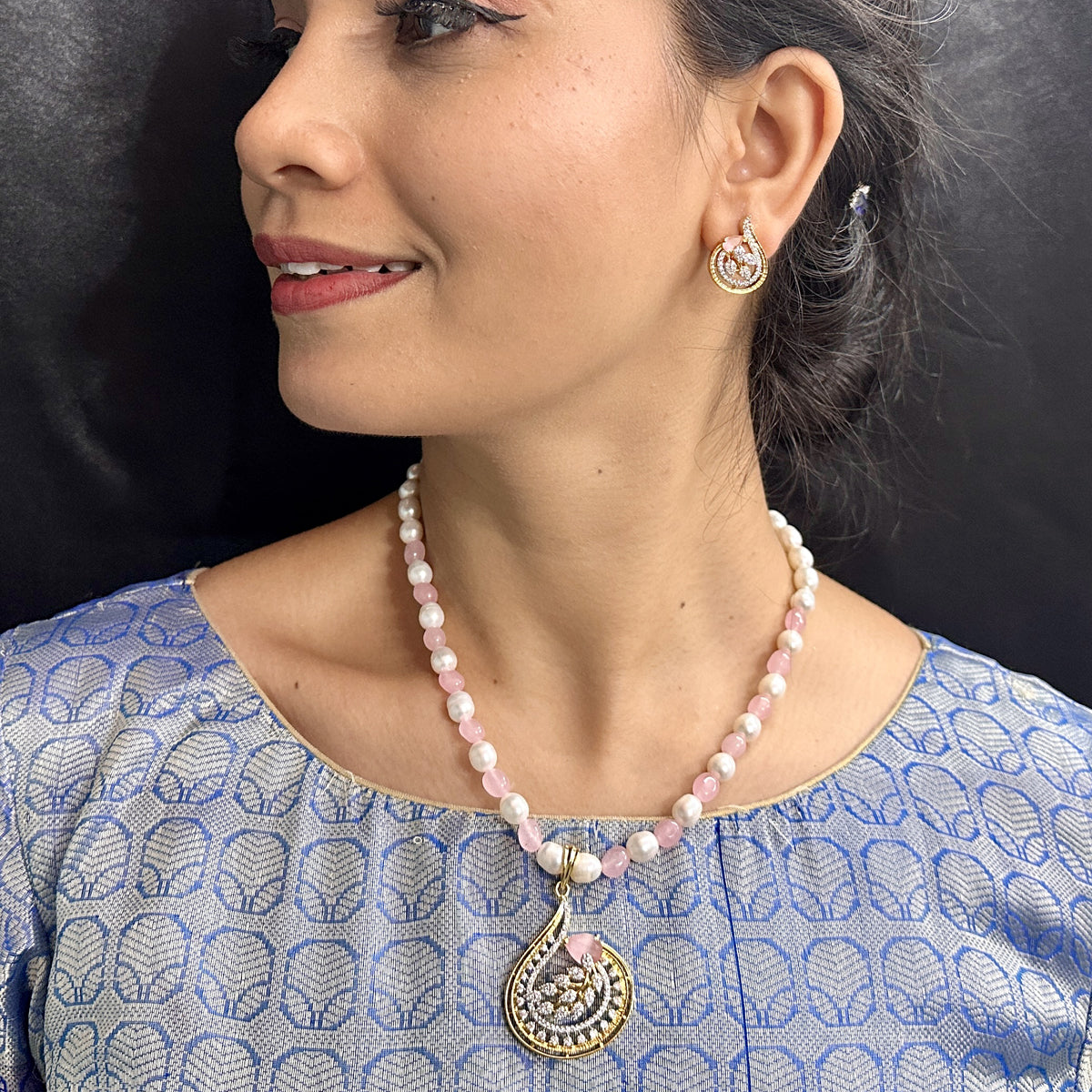 J Pearls Radiant Reverie Pearl Necklace Set - Swadesiicart