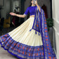 Lorenvalley Offwhite and Royalblue Tussar Silk Patola Print Lehenga Choli | Swadesiicart