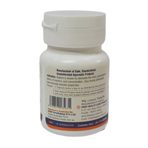 Deep Ayurveda Brahmi 500mg Veg Capsule - Swadesiicart