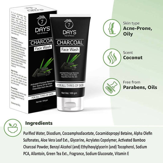 7 Days Activated Charcoal Face Wash - Swadesiicart