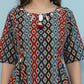 Joban Fashion Ikkat Printed Co Ord Set - Blue Red - Swadesiicart