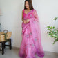 Vamsee Pink Organza Saree - Swadesiicart