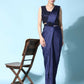 Blue Imported Crush Lycra Texture Pattern Ready to Wear Saree with stitched Blouse - Nirvana | Swadesiicart