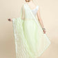 Vamsee Banno Lehriya Pista Green Organza Saree - Swadesiicart