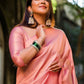 DEIANA'S Beautiful Designer Golden zari Soft Lichi Silk Saree - Light Pink - Swadesiicart
