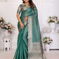 Aastha Fashion Green Organza Silk Weaving Saree