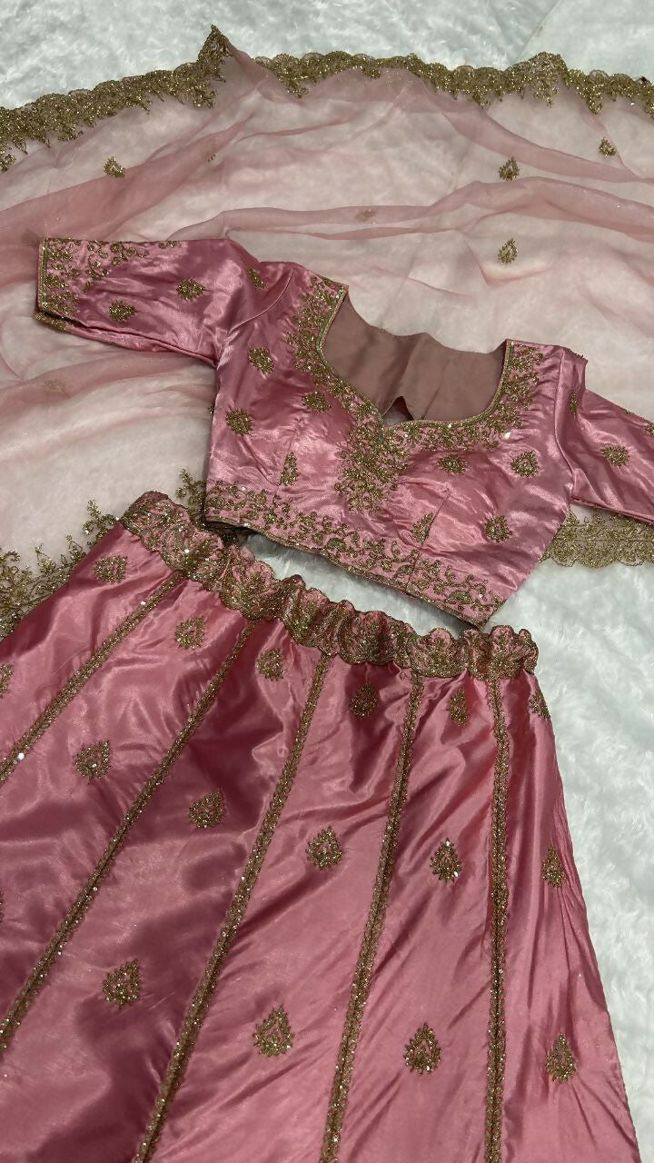 Jyoti Fashion Women's Onion Japan Satin Silk Sequins with Dori & Zari Embroidered Designer Lehenga Choli Set | Swadesiicart