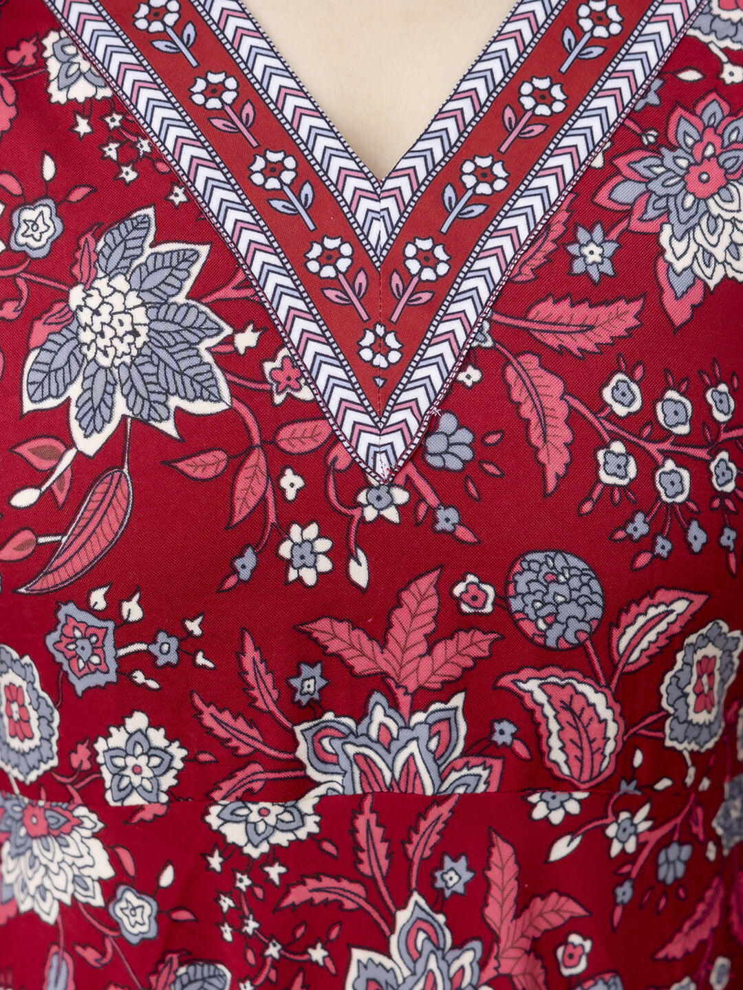 The52 Maroon Women's Gorgeous Rayon Fabric Printed Work Flared Kurta, Pant and Dupatta Set - Swadesiicart