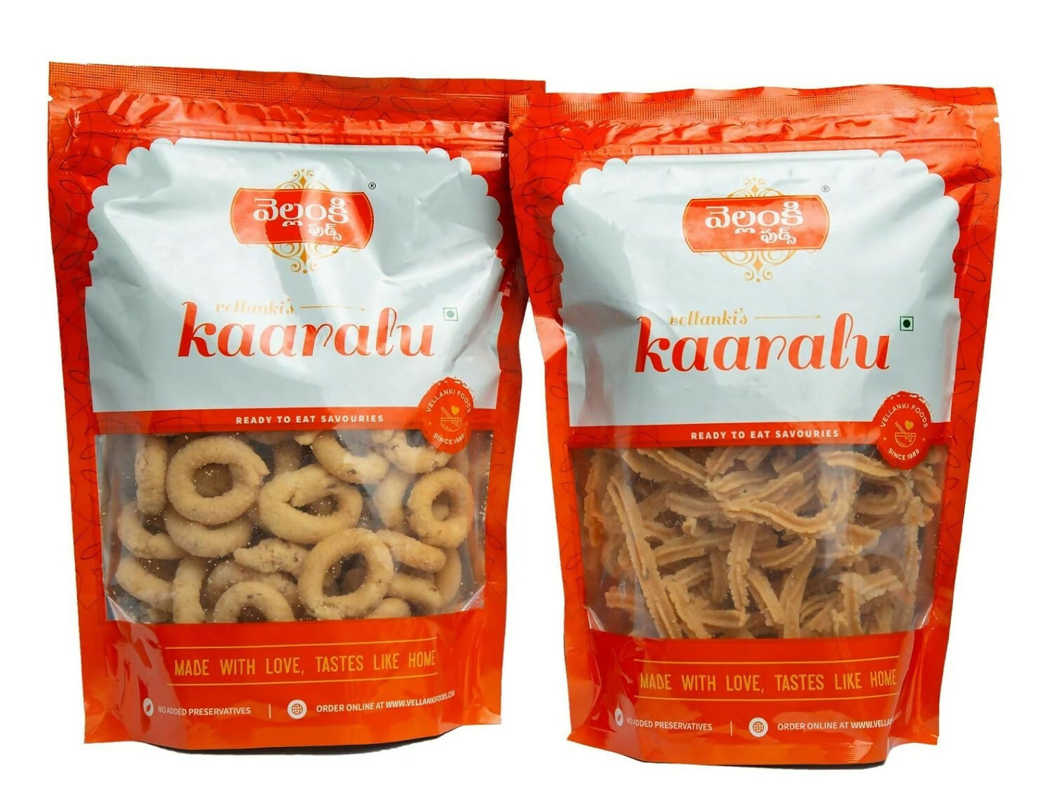 Vellanki Foods Andhra Snacks Combo - Muruku (500 gm), Chegodi (500 gm) - Swadesiicart