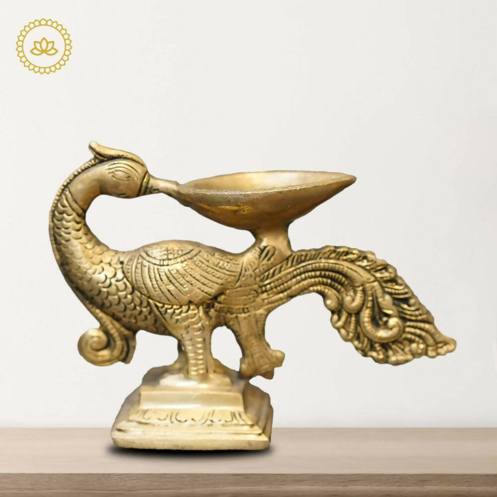 Brass Peacock Diya - Swadesiicart
