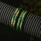 Afast Designer Fancy Party Bangle/ Kada Set, Green, Glass, Pack Of 4 - Swadesiicart