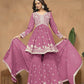 Anaita Pink Embroidered Faux Georgette Sharara Suit
