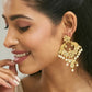 Nuyug 22K Gold-Plated Kundan and Pearl Earrings with Floral Stud and Intricate Crescent Design Chandbalis | Swadesiicart