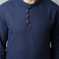 Even Apparels Navy Pure Cotton Men's Kurta With Band Collar | Swadesiicart