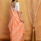 Very Much Indian Handblock Printed Cotton Saree With Natural Dyes - Light Peach | Swadesiicart