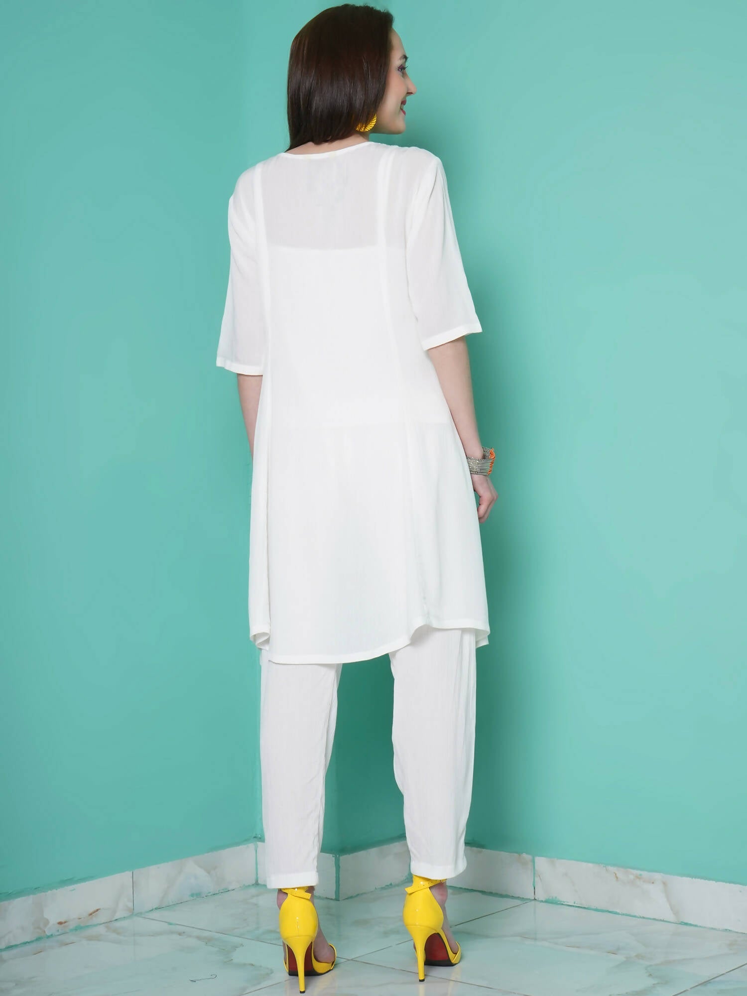 Women Republic White Rayo N Crepe Coord Set - Swadesiicart