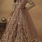 Anaita Brown Embroidered Butterfly Net Anarkali Suit