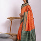 Vishnu Weaves Women's Orange Soft Tussar Silk Zari Woven Saree with Blouse - Swadesiicart