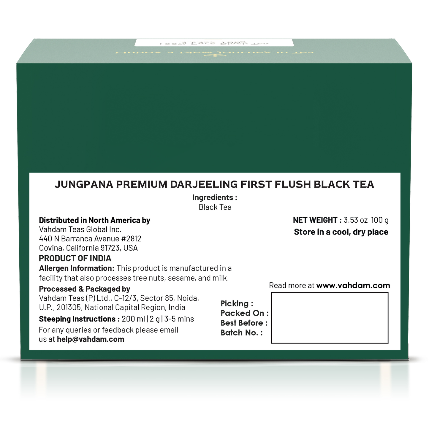 2026 Jungpana Premium Darjeeling First Flush Black Tea DJ FF BT/ 100g