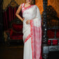 Exclusive Collection Beautiful Musrise White Pure Cotton Hand Weaving Handloom Saree With Running Blouse Piece - Swadesiicart