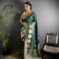 Joban Fashion Dark Green Banarasi Soft Lichi Silk Paisley Saree | Swadesiicart