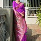Vishnu Weaves Women's Purple Paithani Silk Zari Woven Saree with Blouse - Swadesiicart