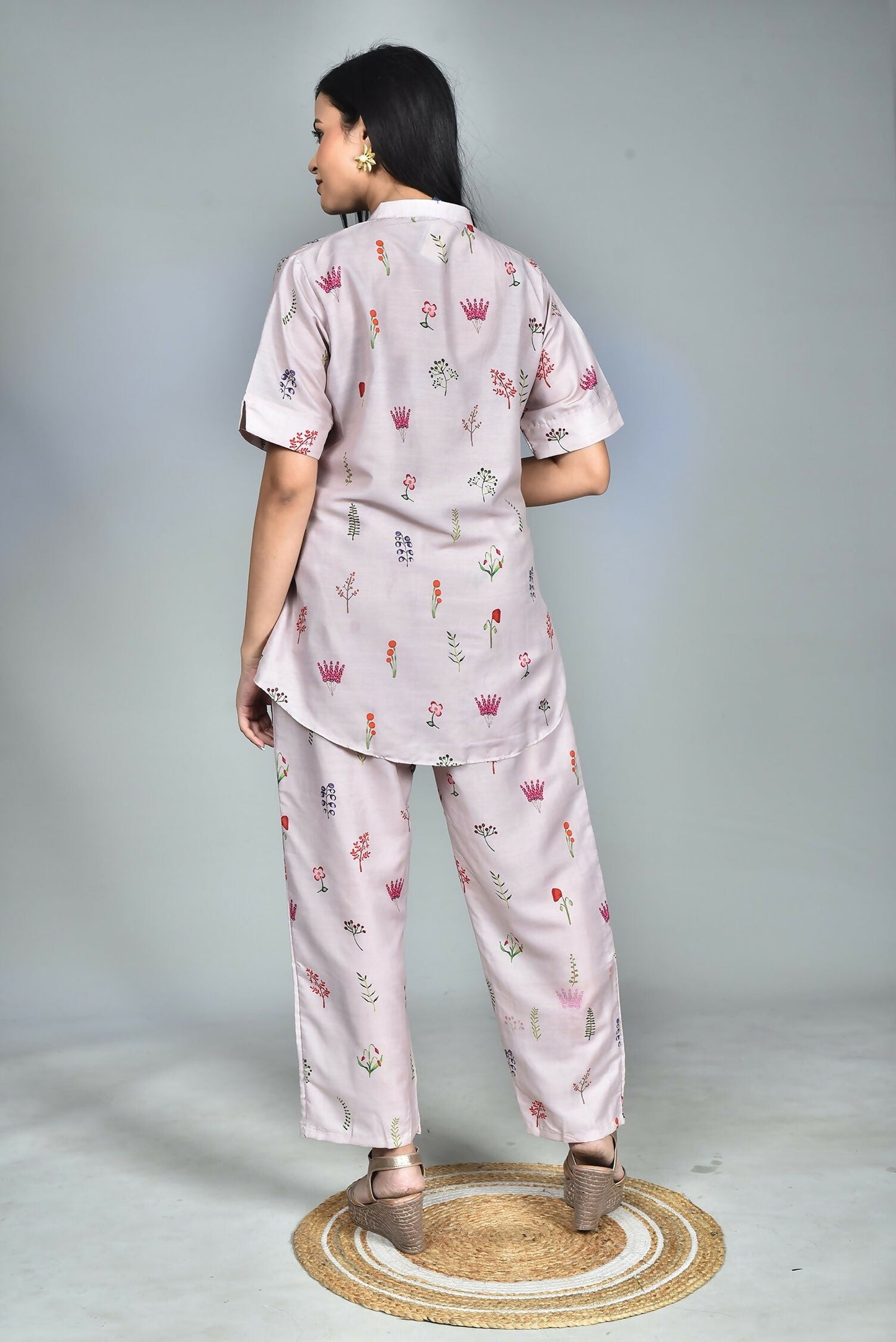 Morchari Digital Print Semi Muslin Co-Ord Set Top & Trouser-Multicolor - Swadesiicart