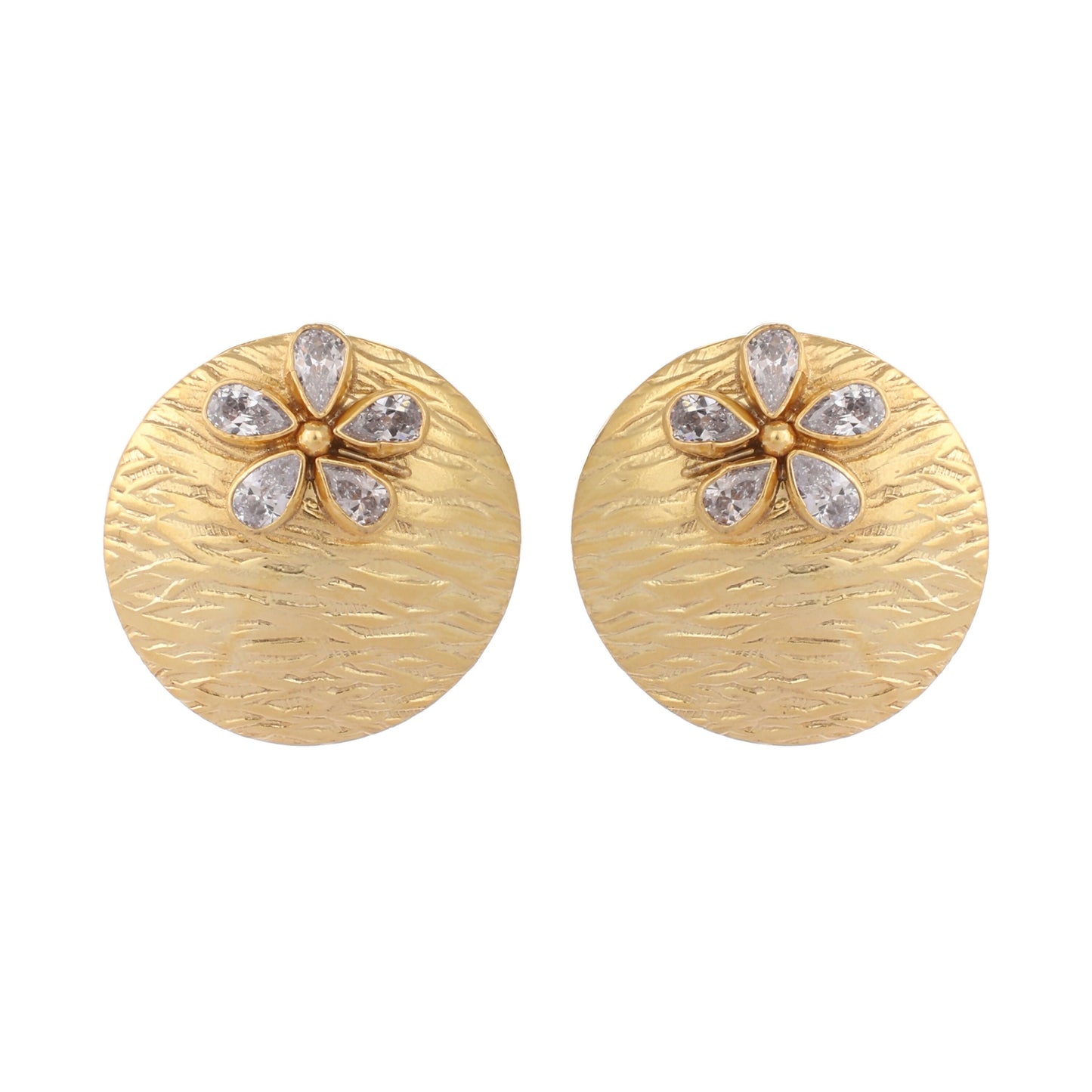 Nuyug 22K Gold-Plated Floral Motif Stud Earrings | Swadesiicart