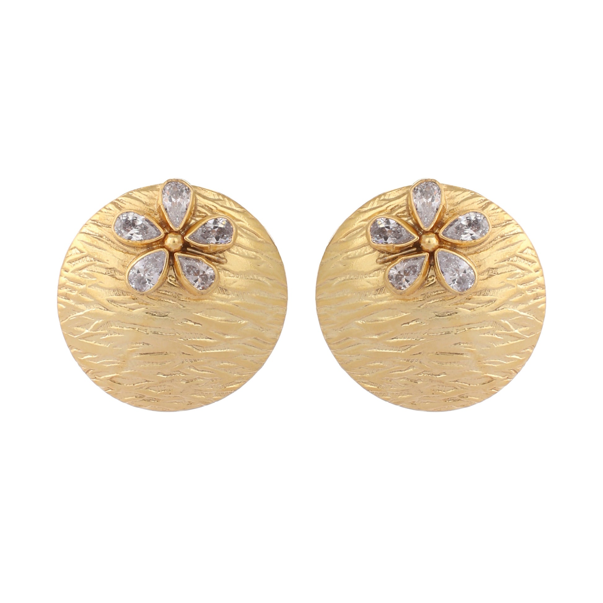 Nuyug 22K Gold-Plated Floral Motif Stud Earrings | Swadesiicart