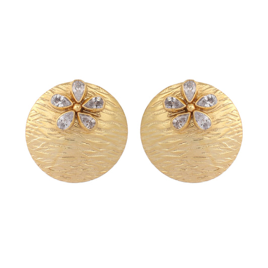 Nuyug 22K Gold-Plated Floral Motif Stud Earrings | Swadesiicart