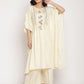 Ahalyaa Women Off White Printed Gotta Patti Kaftan Style Kurta With Palazzos | Swadesiicart