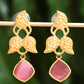 Joban Fashion Women Pink Stone Matte Gold Earrings | Swadesiicart