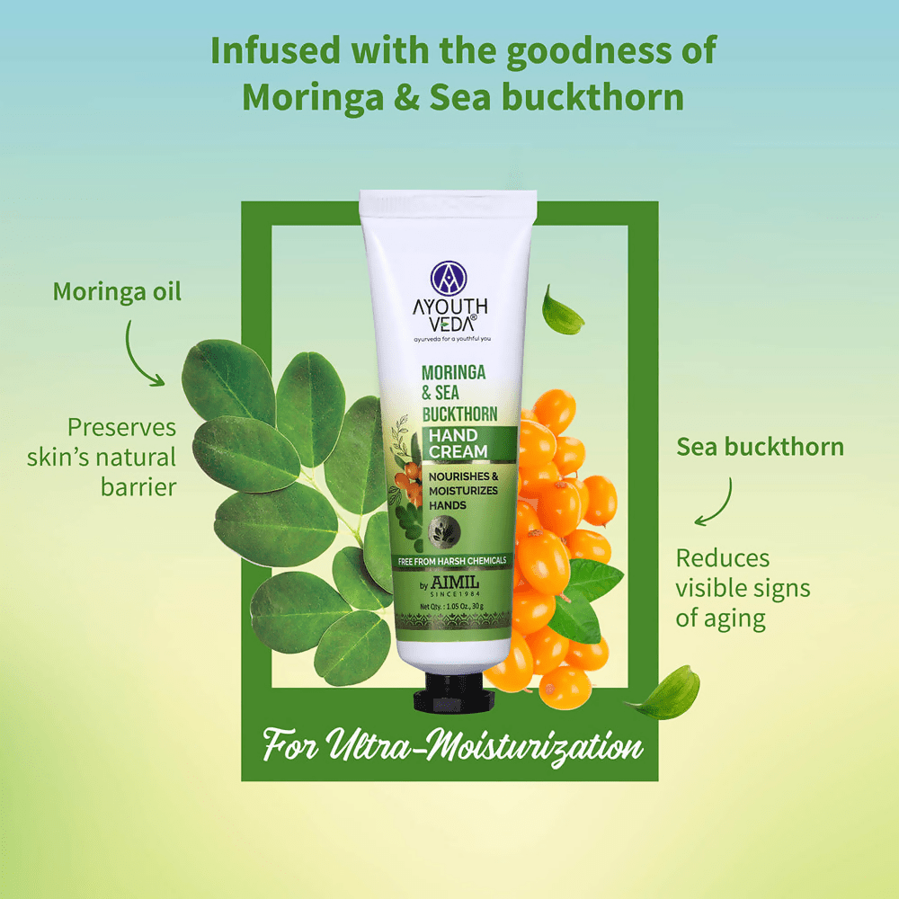 Ayouthveda Moringa & Sea Buckthorn Hand Cream - Swadesiicart
