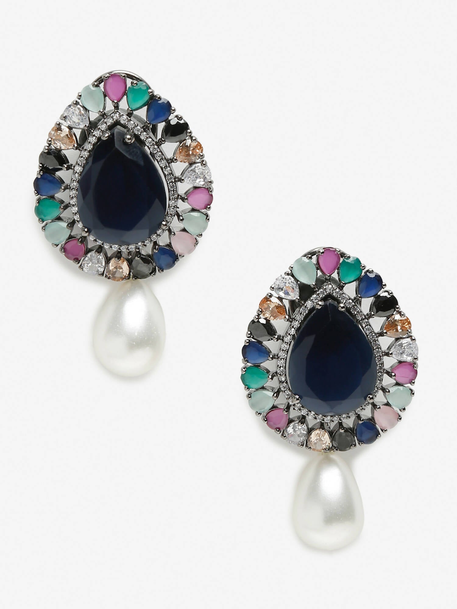 Multicoloured Contemporary Studs Earrings - Ruby Raang - Swadesiicart
