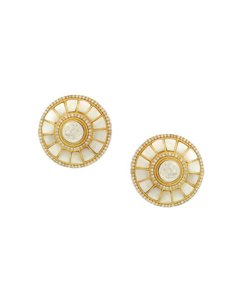 Women's Kundan Pearl earrings - Ruby Raang | Swadesiicart