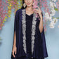 Joban Fashion Navy Blue Velvet Cape Set - Swadesiicart