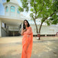 Vamsee Solid Color Sea Orange Georgette Saree - Swadesiicart