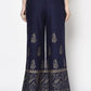 Aniyah Rayon Navy Blue Color Block Print Flared Slip-On Palazzo (AN-211K)
