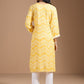 Ode by House of Pataudi Women Geometric Embroidered Flared Sleeves Chikankari Kurta | Swadesiicart