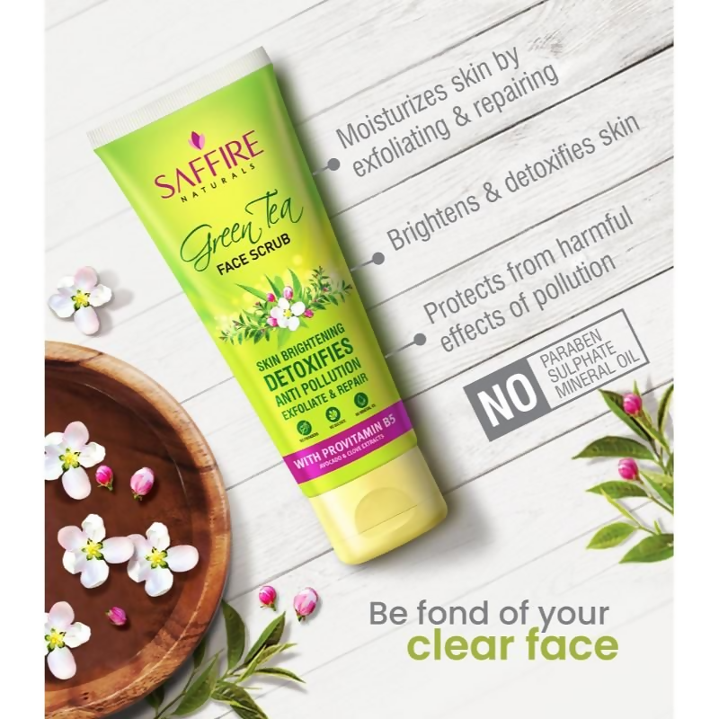 Saffire Naturals Green Tea Scrub With Provitamin B5 - Swadesiicart