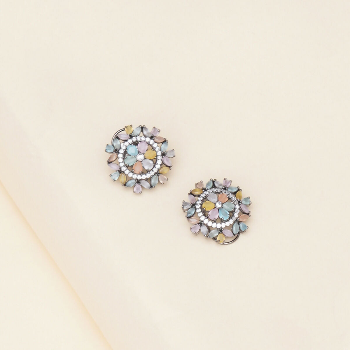 Blush Flower Stone Studs- Ruby Raang | Swadesiicart
