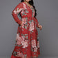 Ahalyaa Women's Traditional wear Kurta Set - Red | Swadesiicart