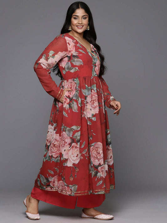 Ahalyaa Women's Traditional wear Kurta Set - Red | Swadesiicart
